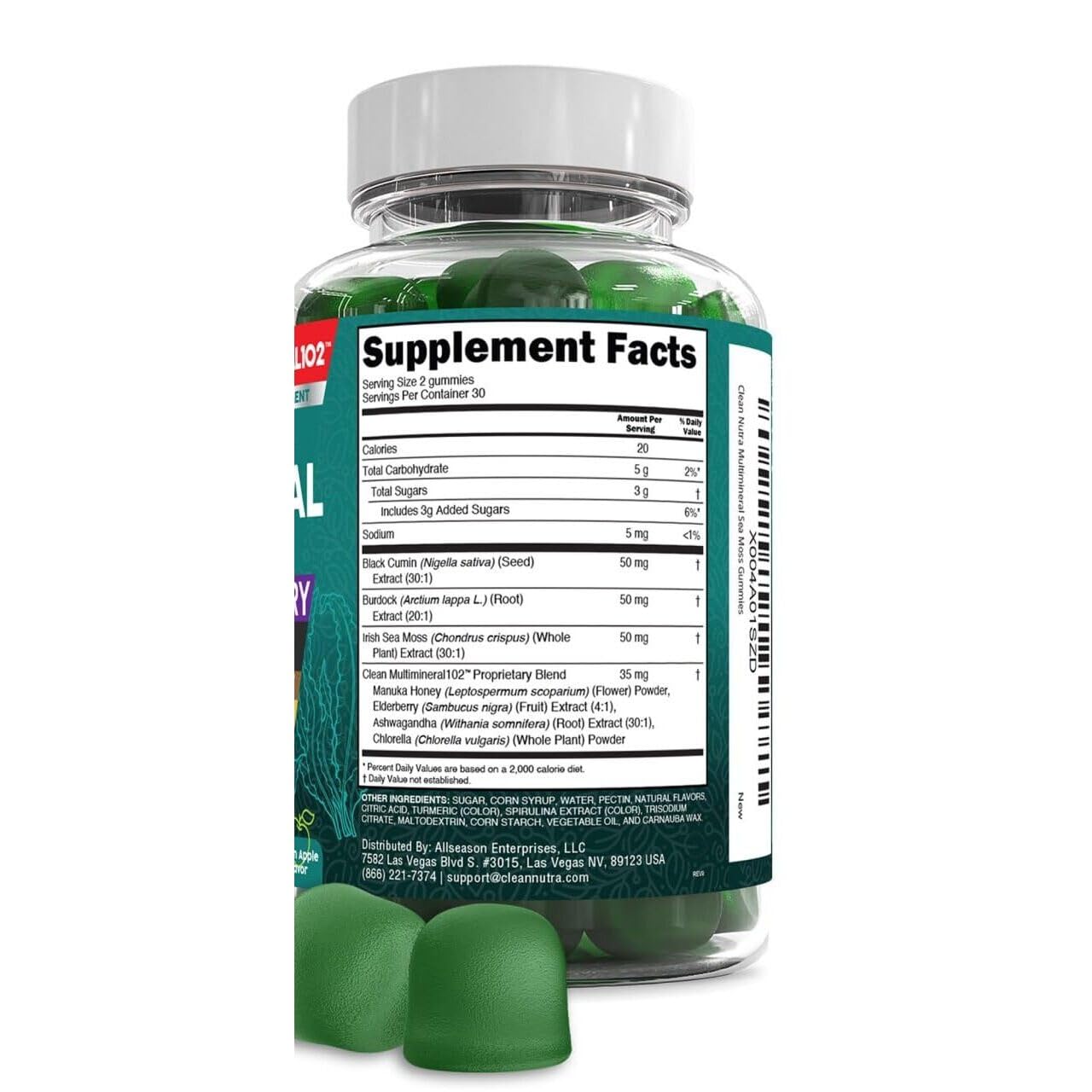 Etiqueta nutricional y lista de ingredientes de Clean Nutraceuticals para transparencia