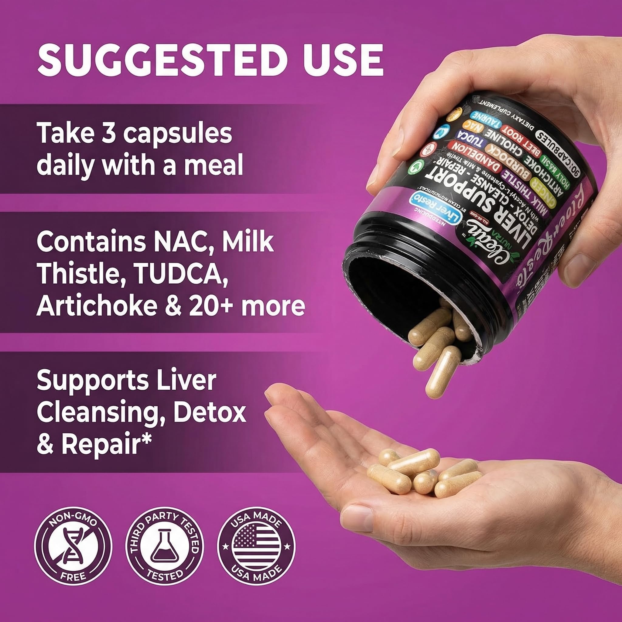 Clean Nutraceuticals botella al lado de un objeto para comparar tamaño