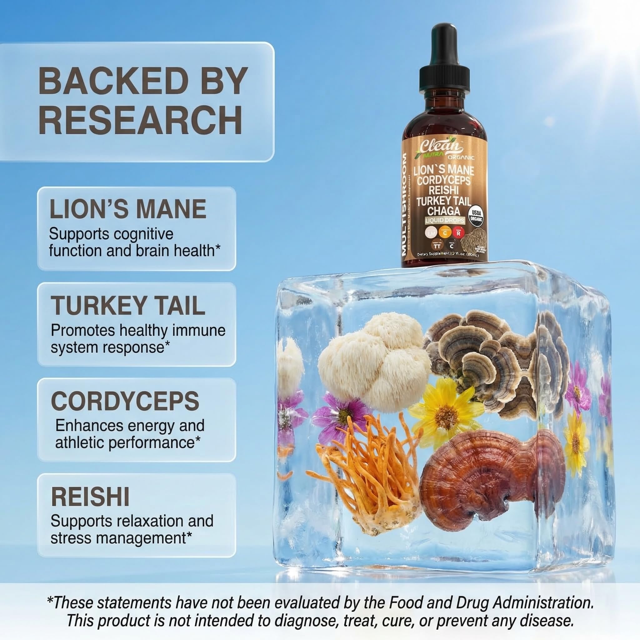 Clean Nutraceuticals gota con textura, extracto líquido de fácil absorción