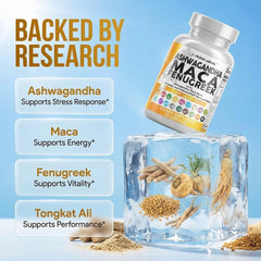 Clean Nutraceuticals polvo de maca en primer plano que sugiere energía natural