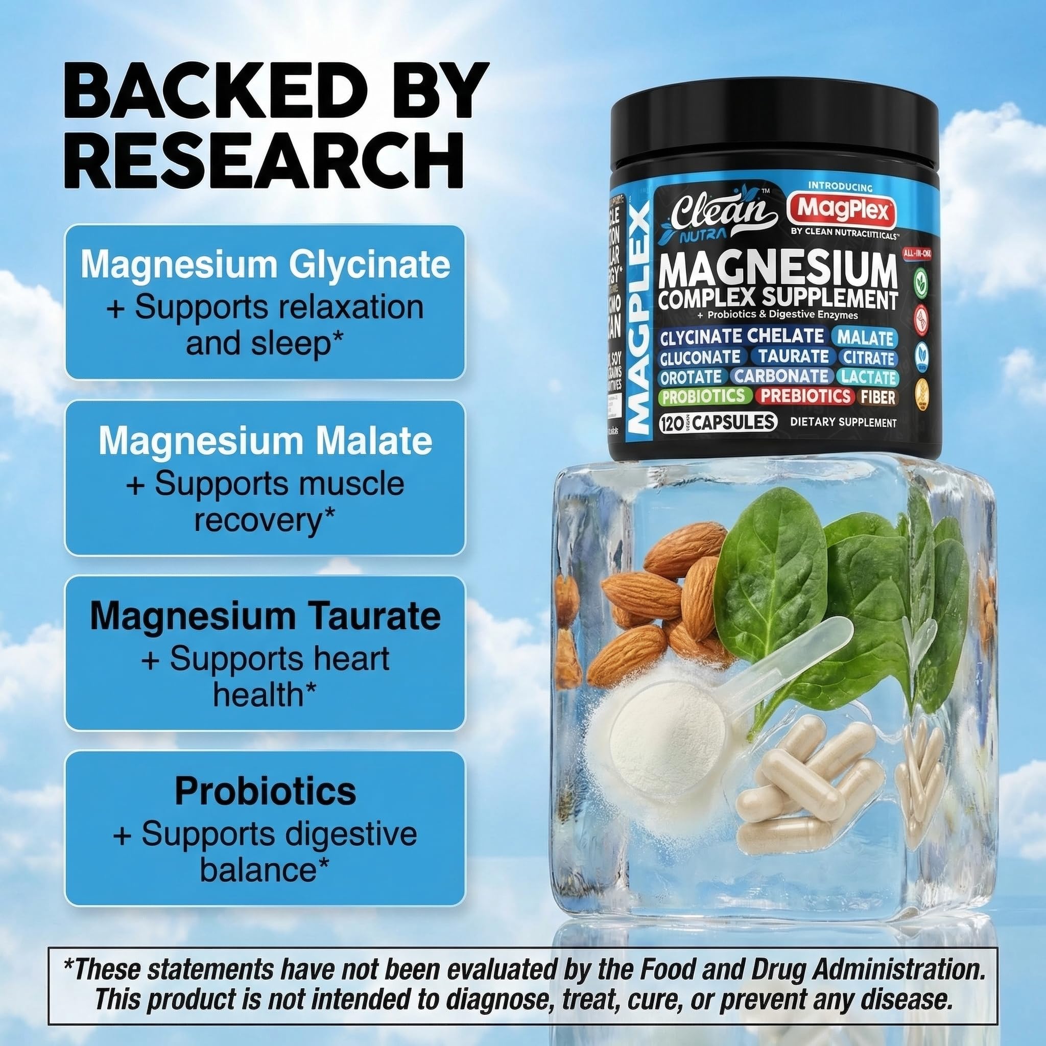 Clean Nutraceuticals polvo de magnesio mostrando textura y mezclabilidad