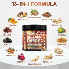 Clean Nutraceuticals polvo de maca en primer plano que resalta textura natural