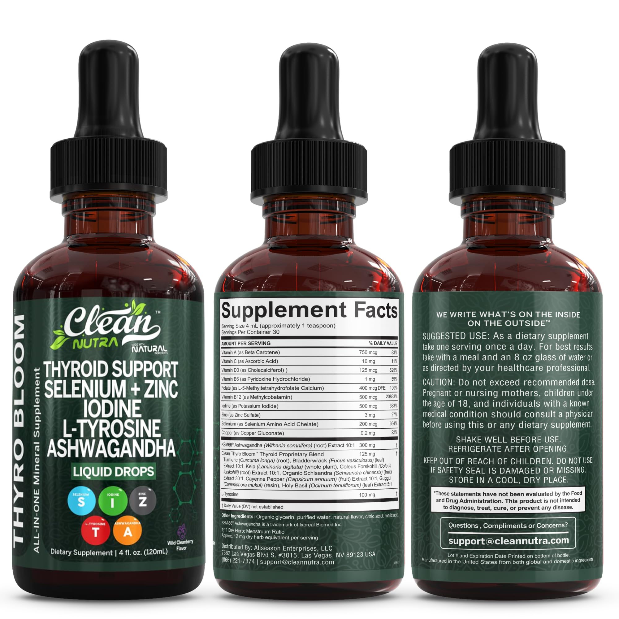 Clean Nutraceuticals botella junto a una mano para comparar tamaño práctico
