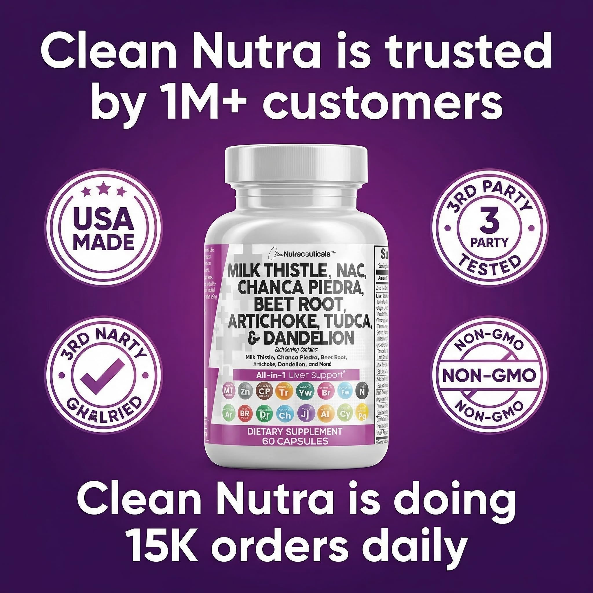 Clean Nutraceuticals cápsulas junto a vaso de agua para toma diaria