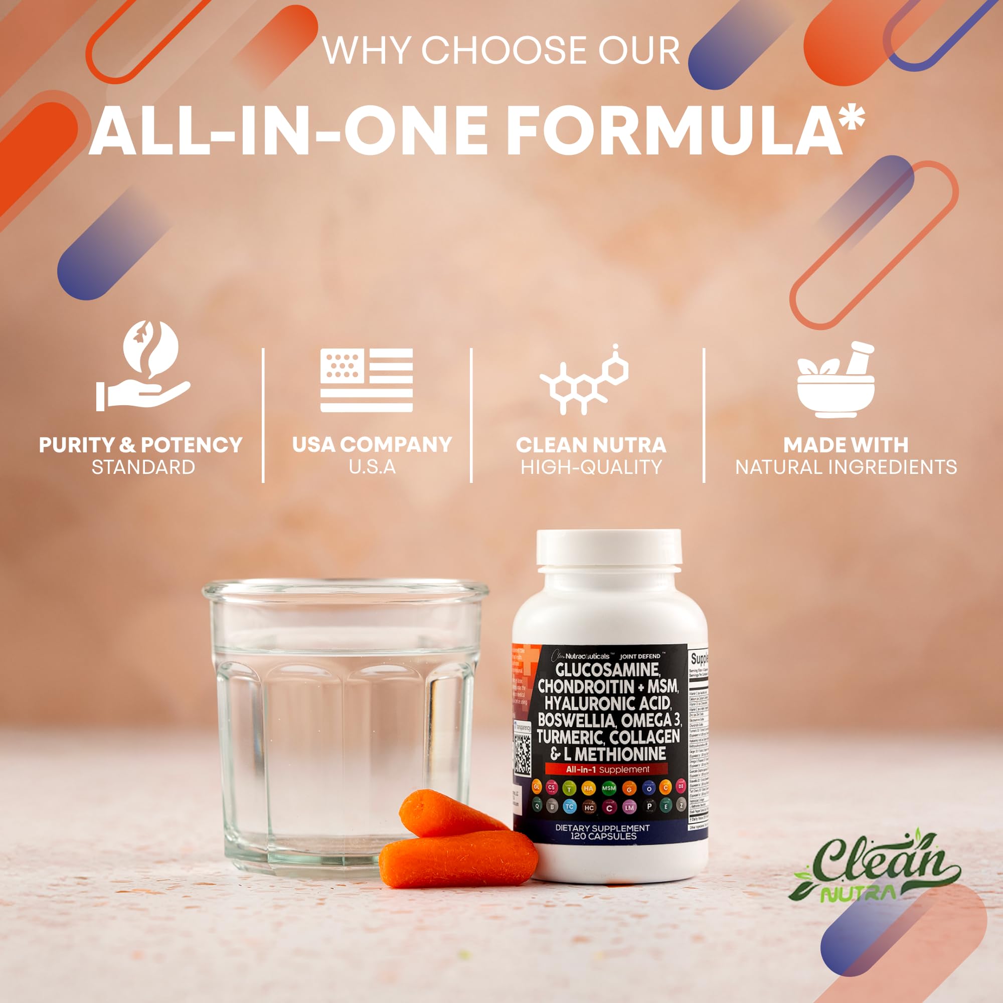 Clean Nutraceuticals cápsulas junto a desayuno para rutina diaria conveniente