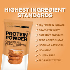 Clean Simple Eats batido chocolate peanut butter servido en vaso nutritivo