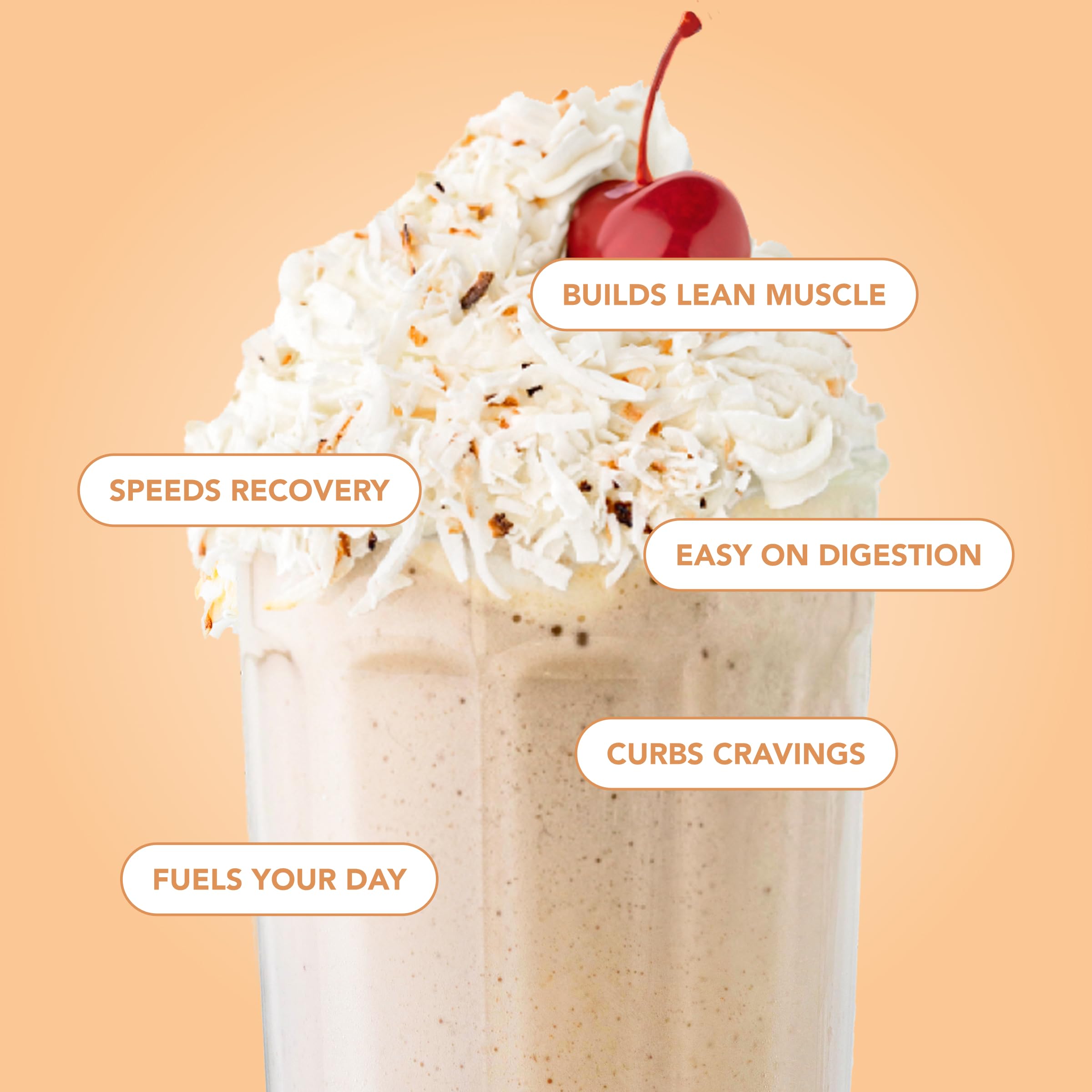 Clean Simple Eats batido cremoso servido, sabor coco inmediato