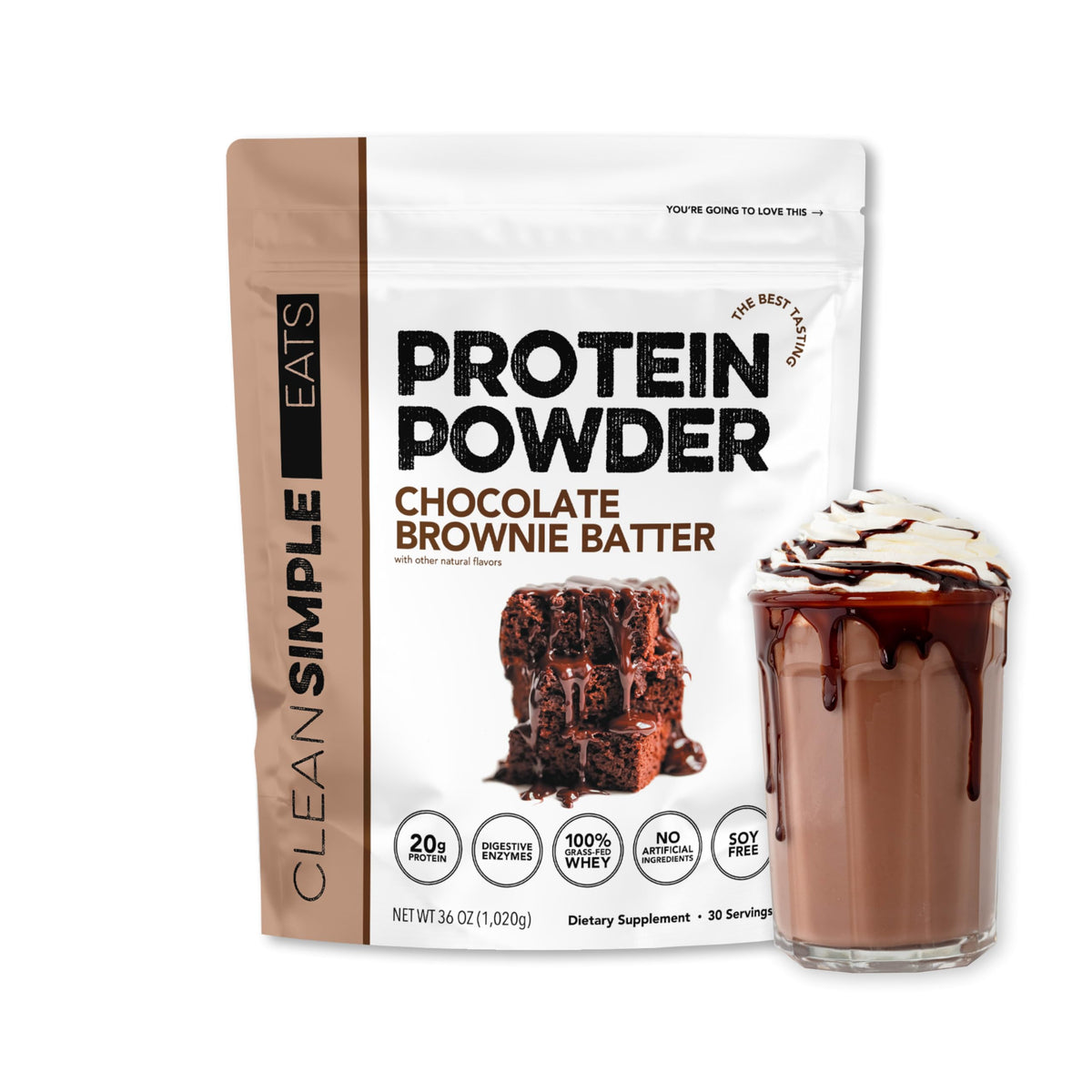 Clean Simple Eats frente del envase mostrando sabor y beneficio práctico