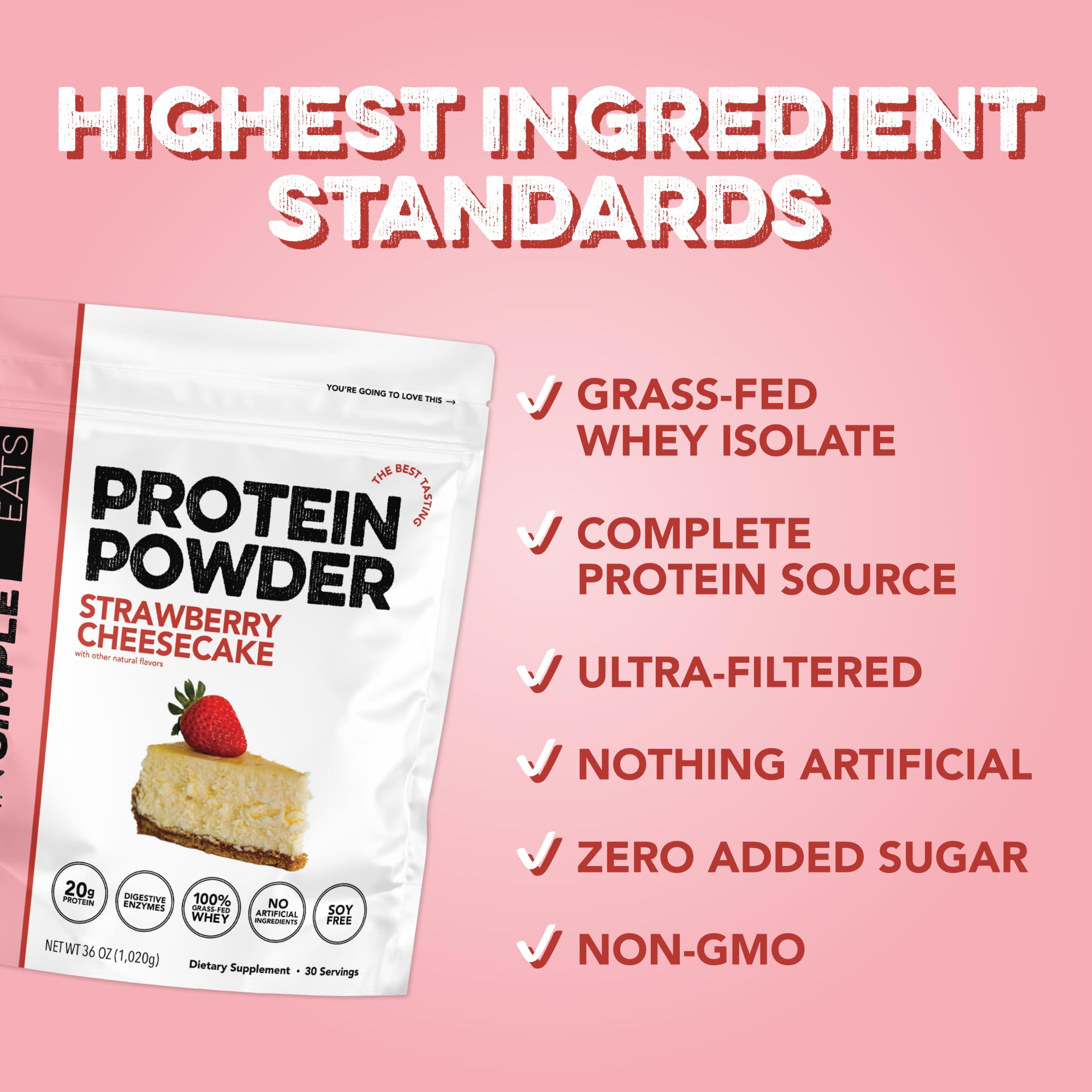 Cucharada de proteína Clean Simple Eats y sobre individual para porciones fáciles y portátiles