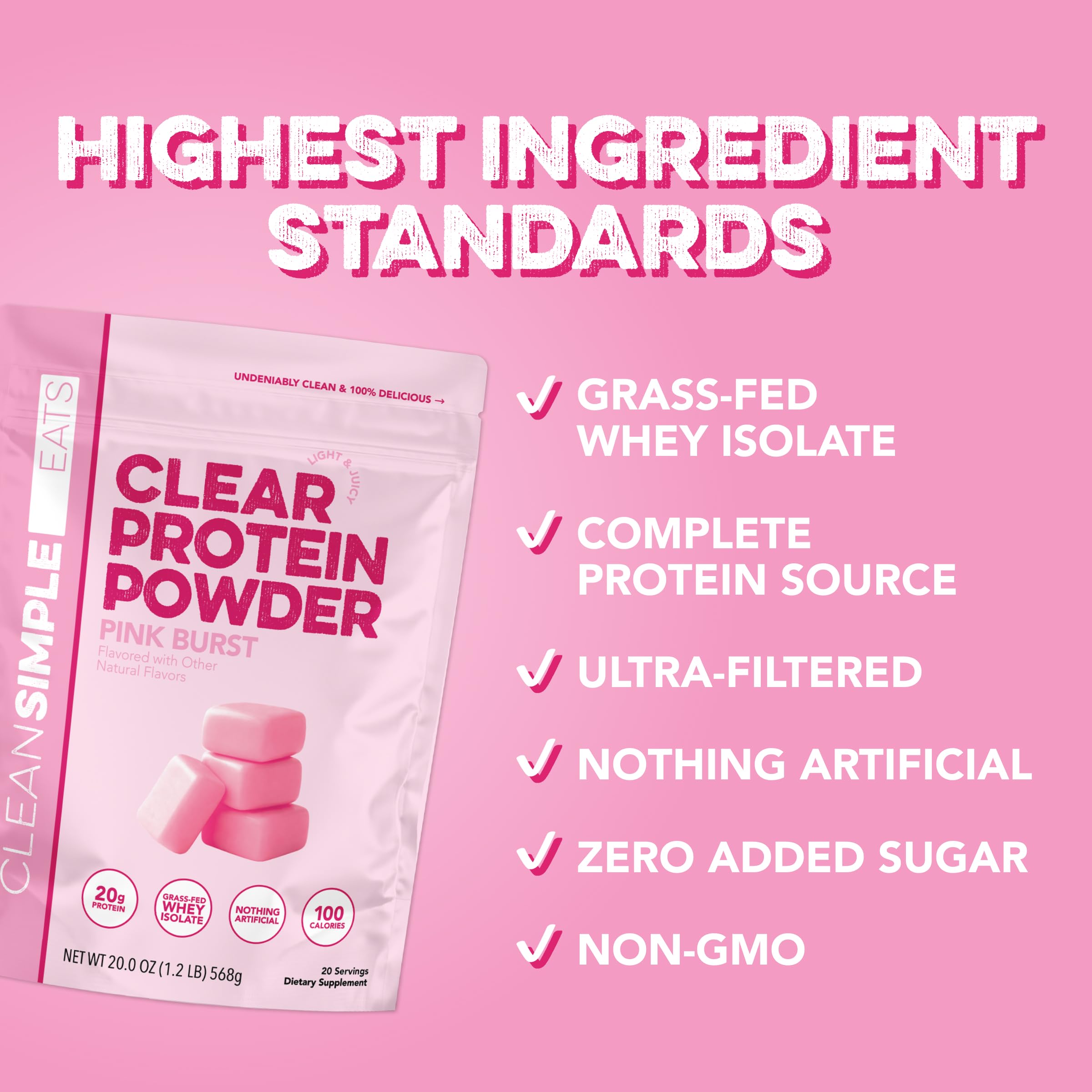 Vaso con bebida Pink Burst de Clean Simple Eats refrescante y ligera