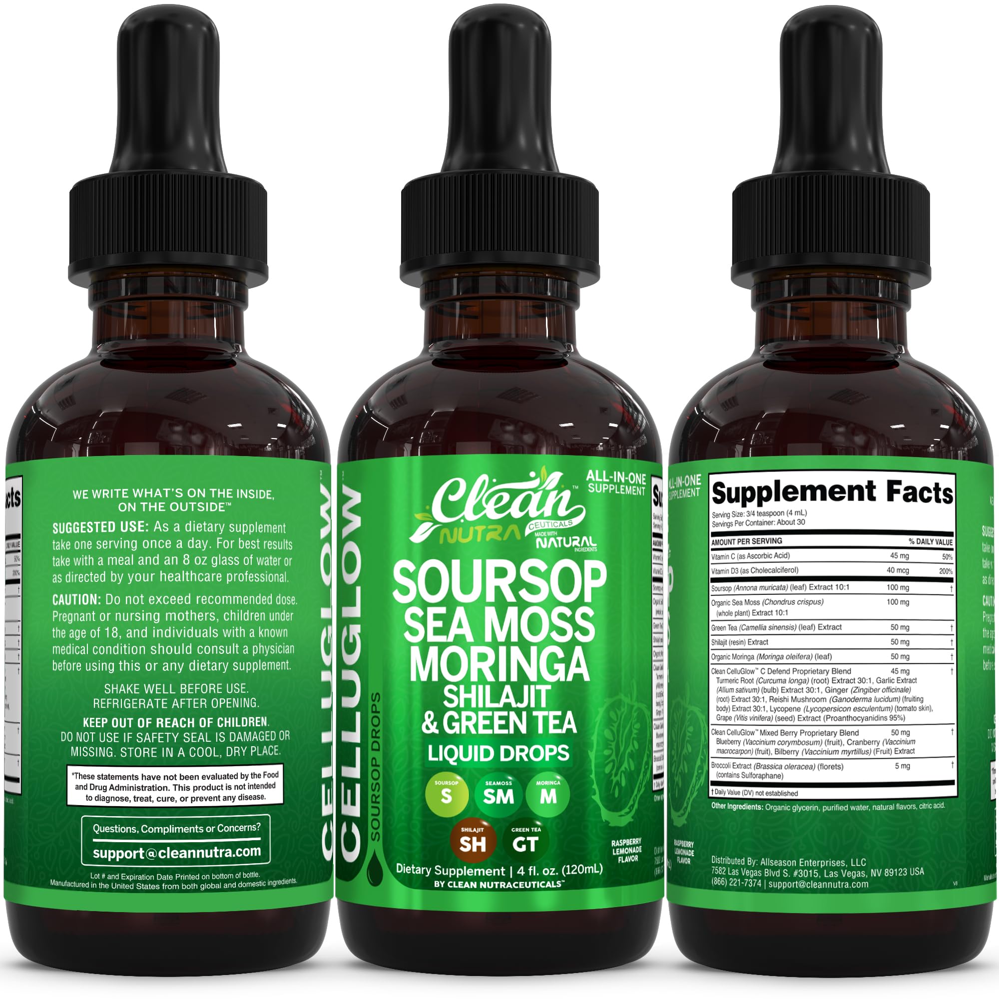 Clean Nutraceuticals CelluGlow comparado con una mano para escala