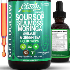 Clean Nutraceuticals frasco frontal CelluGlow muestra tamaño y etiqueta