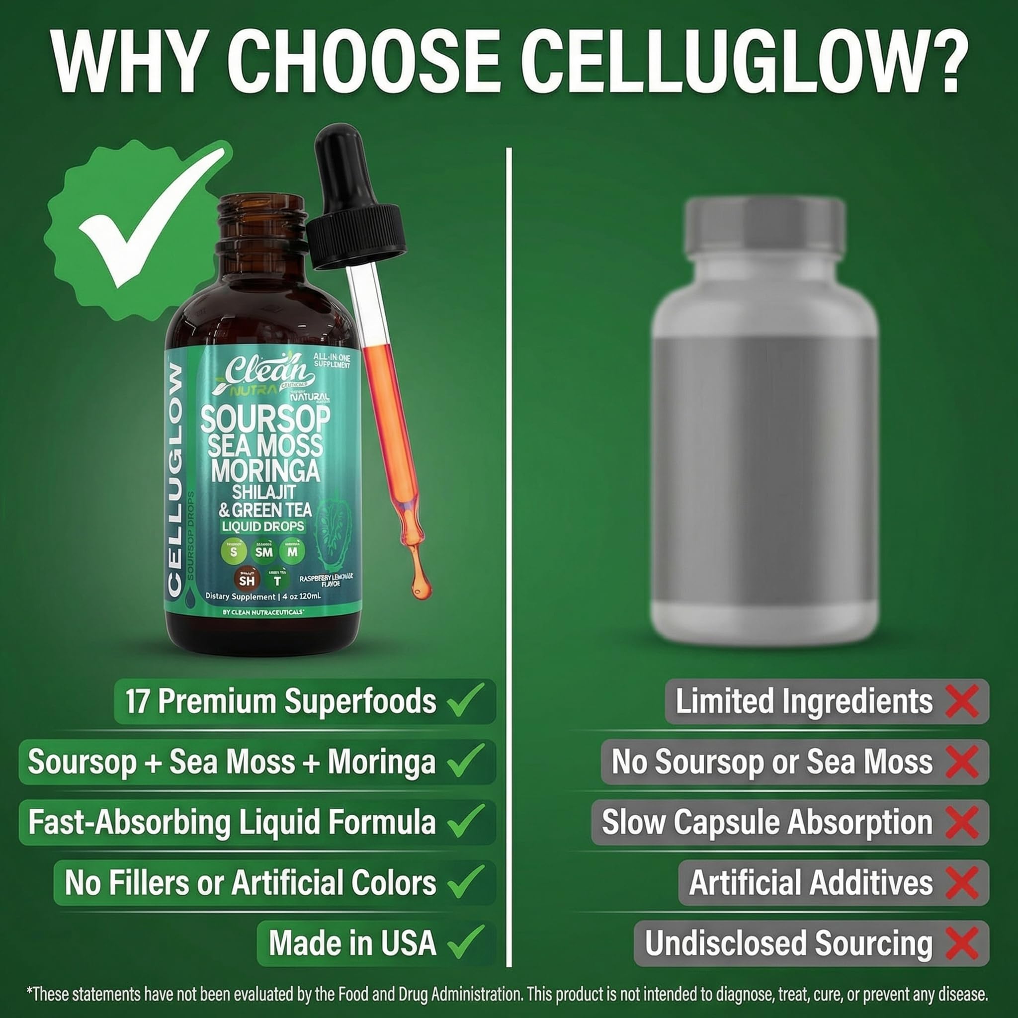 Clean Nutraceuticals moringa y shilajit primer plano con detalle
