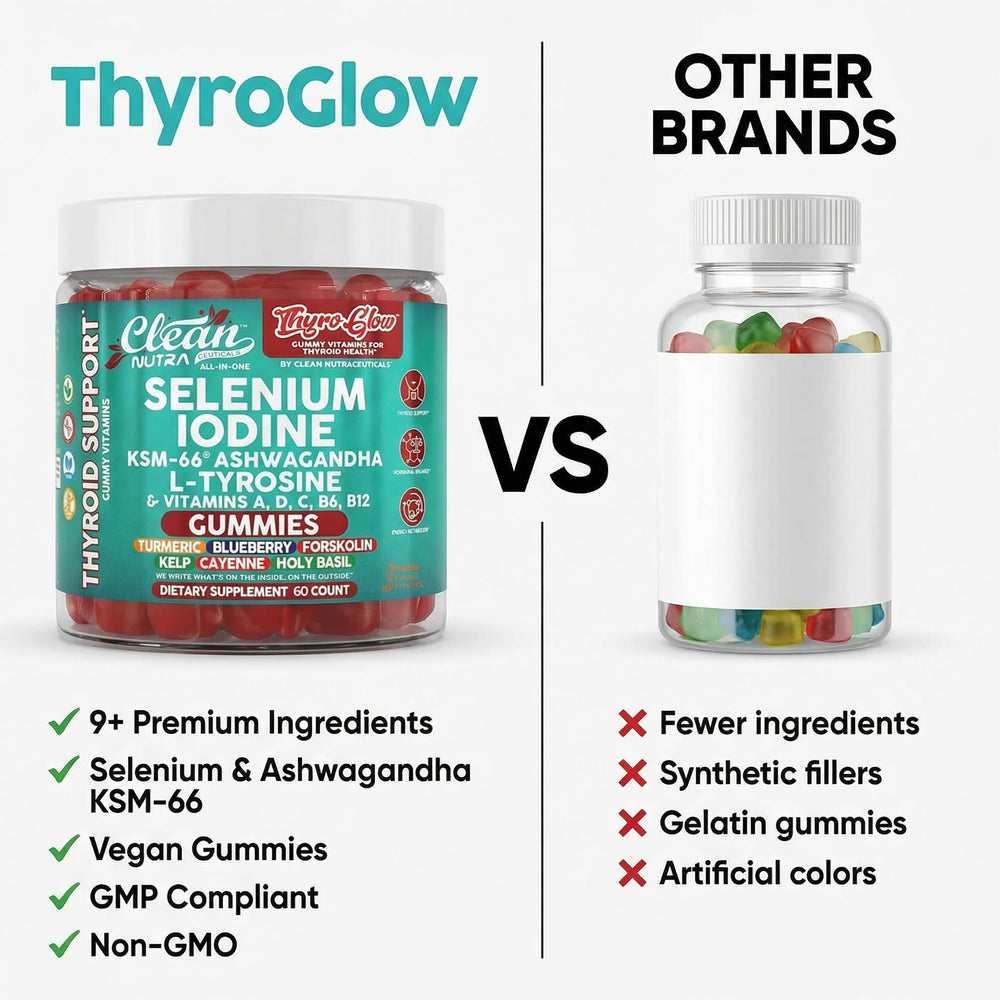 Clean Nutraceuticals ThyroGlow etiqueta nutricional enfocada beneficios
