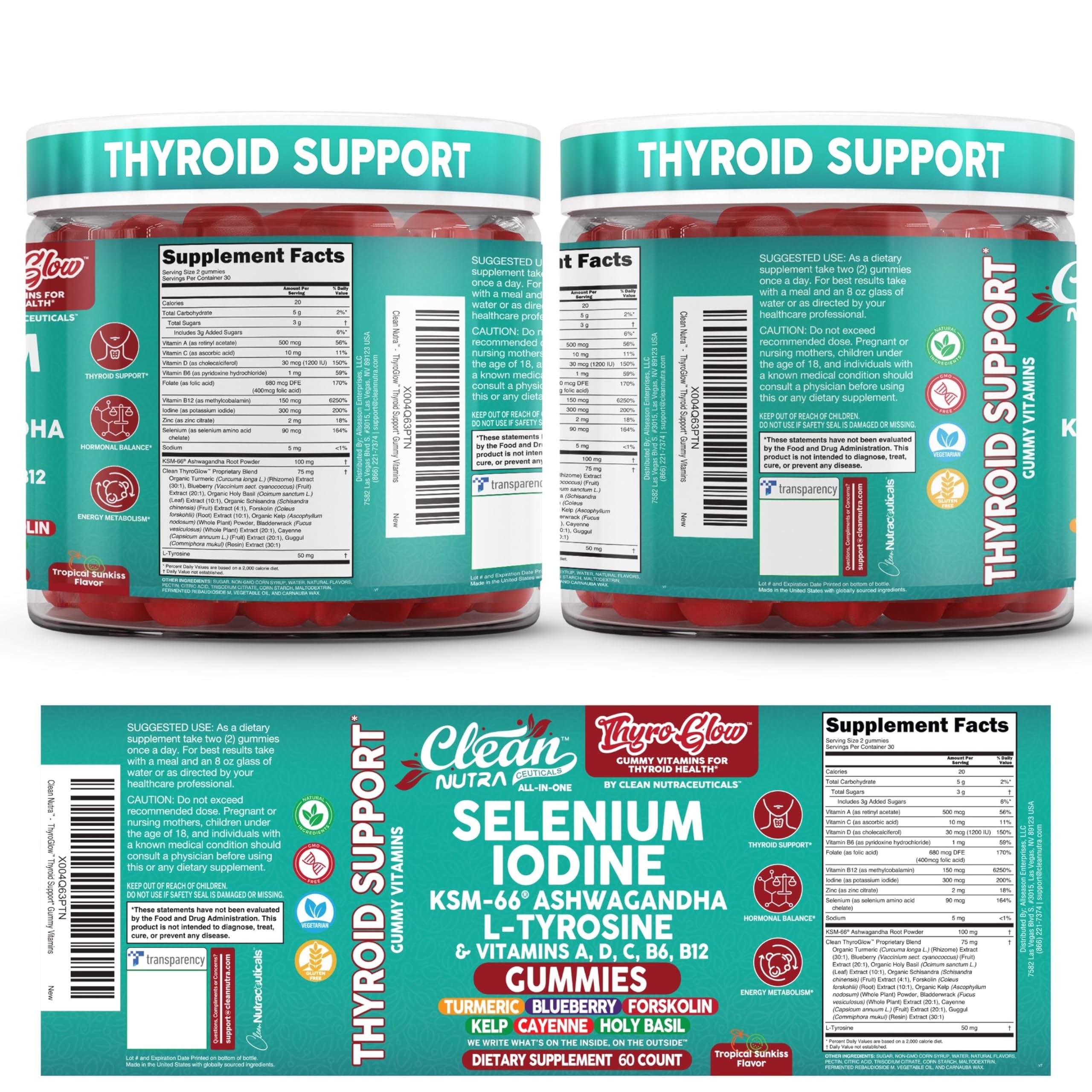 Clean Nutraceuticals ThyroGlow hierbas y algas usadas en la fórmula