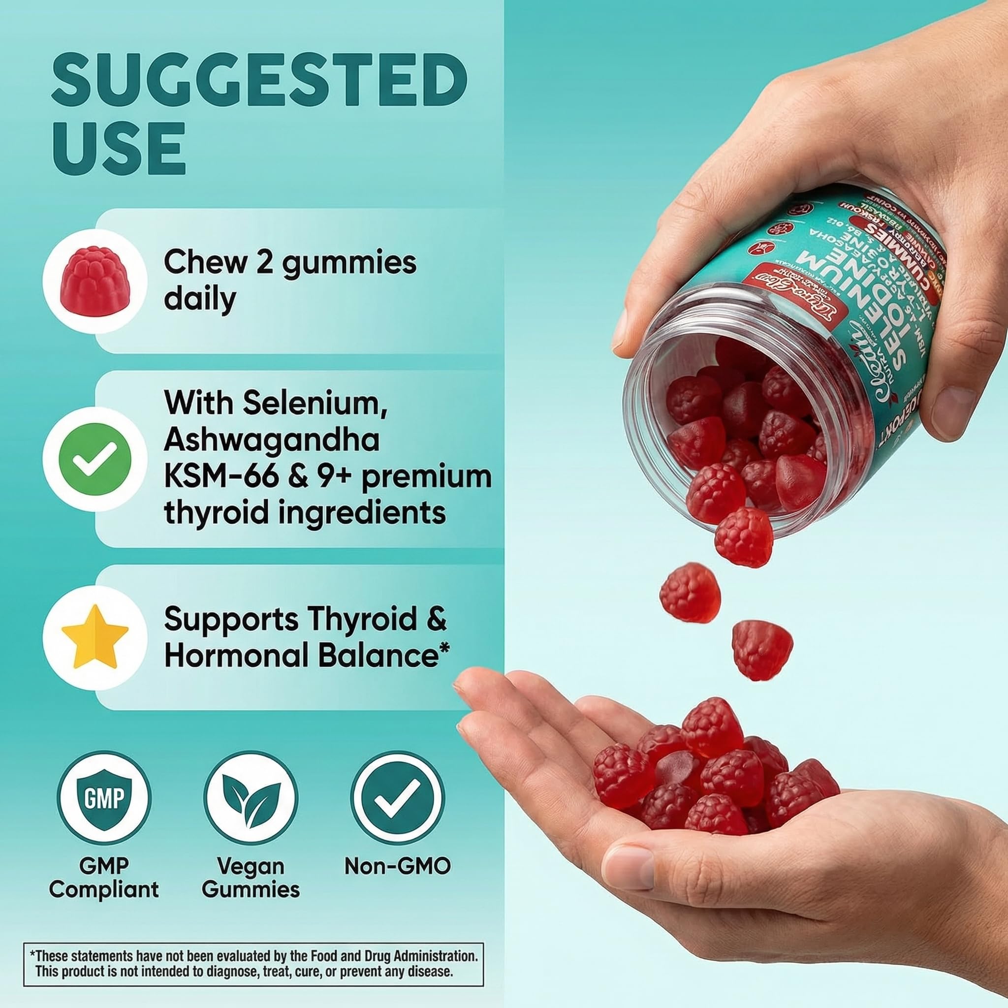 Clean Nutraceuticals ThyroGlow persona tomando gomita como rutina diaria