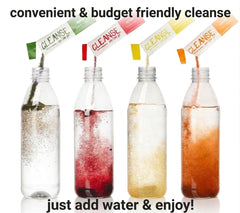CLEANSE on the go bebida mezclada en vaso, aspecto apetecible y listo para beber
