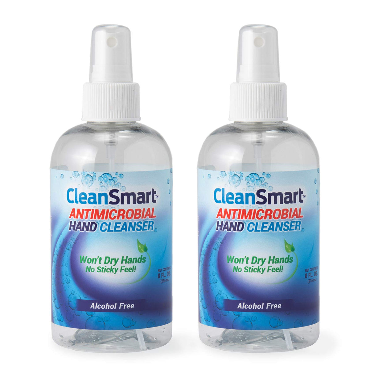 CleanSmart frontal del pack de 2 mostrando tamaño práctico