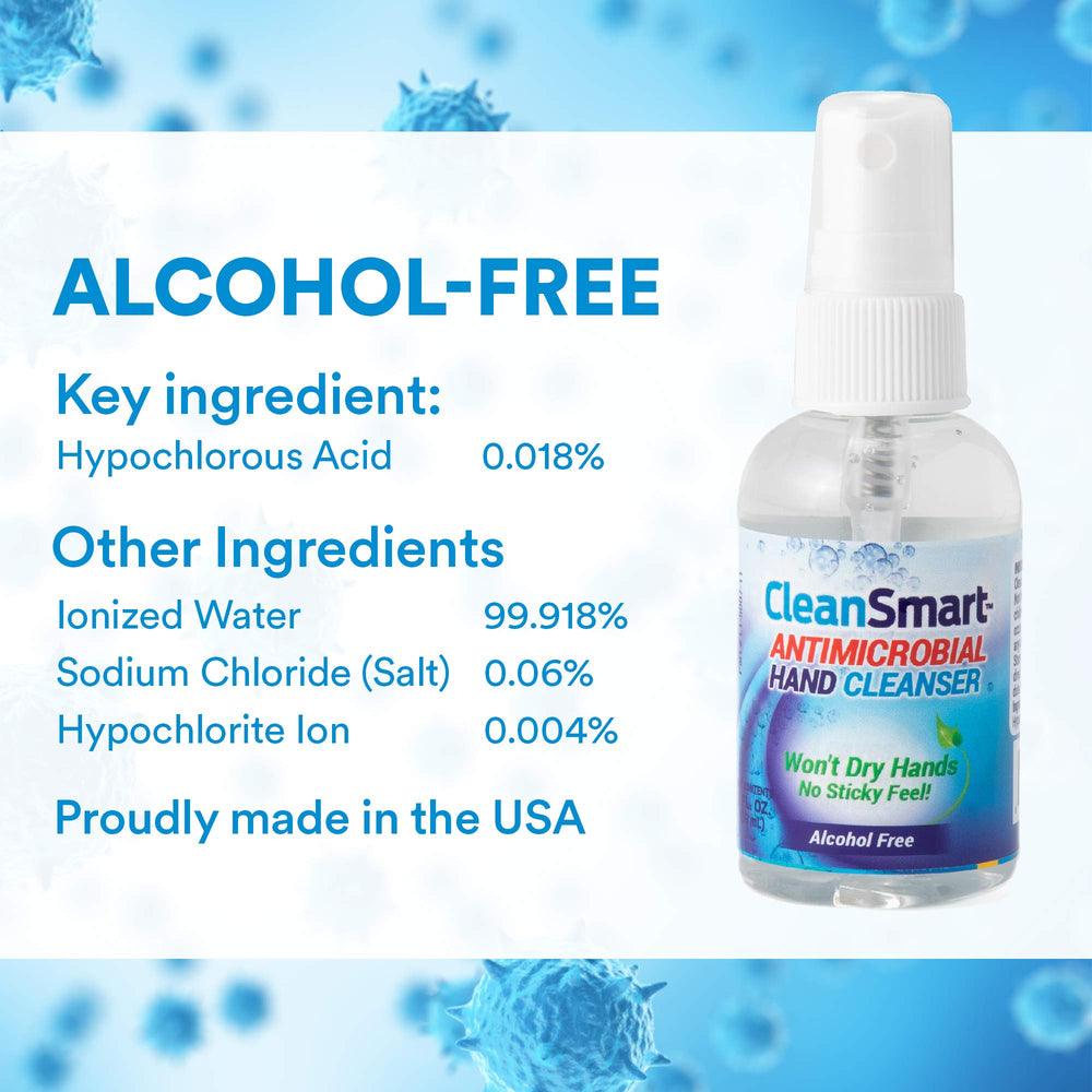 CleanSmart close-up de la niebla del spray, absorción rápida y sin alcohol
