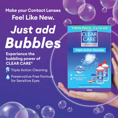 Clear Care lentes en estuche en escena doméstica, comodidad para uso diario