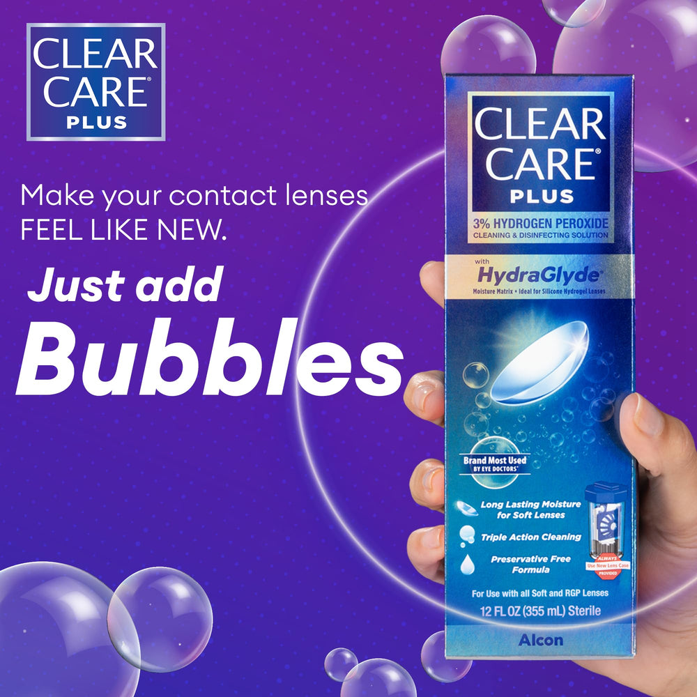 Clear Care acción burbujeante en estuche, elimina depósitos eficazmente