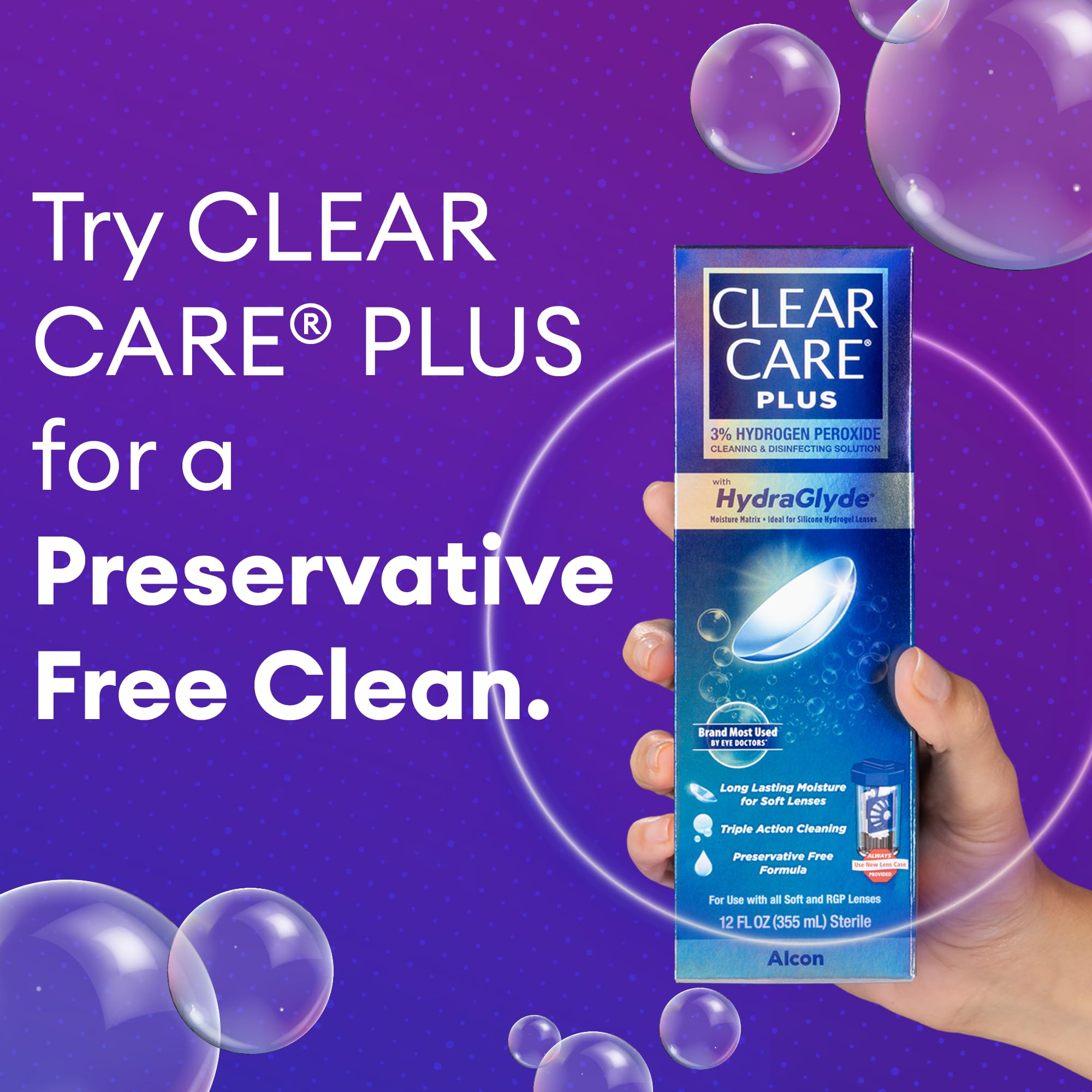 Clear Care gota de solución en lente, textura humectante HydraGlyde