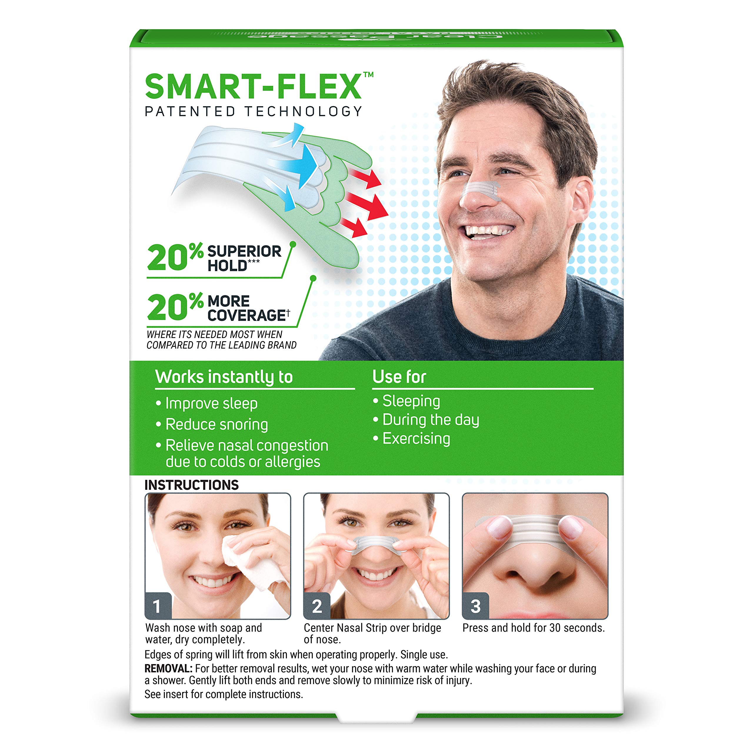 Clear Passage etiqueta enfocando tecnología Smart-Flex y ventajas