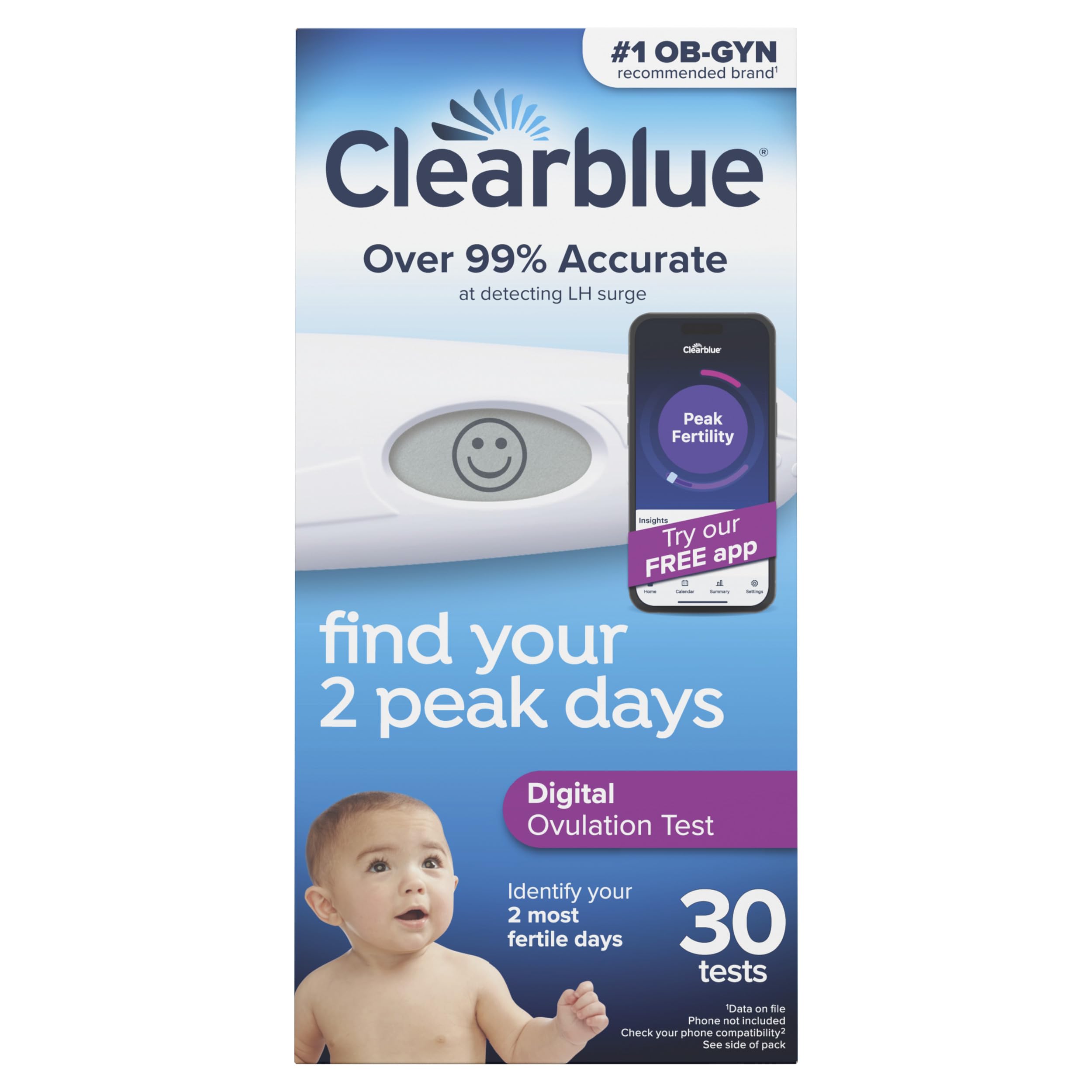 clearblue 30 tiras envueltas individualmente para pruebas higiénicas y convenientes