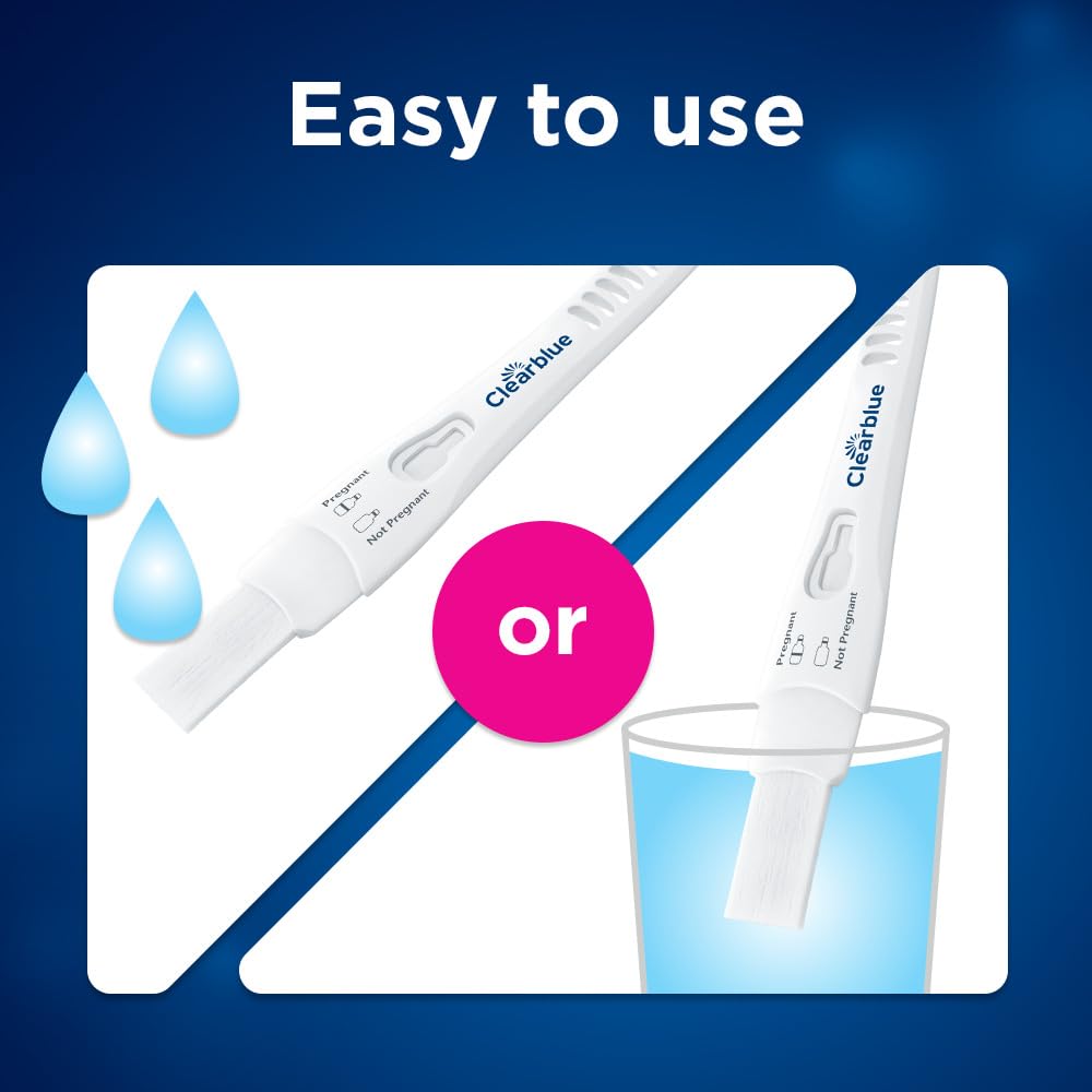 Clearblue caja abierta con las cinco pruebas para realizar varias comprobaciones