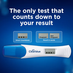 Clearblue detalle de la tira reactiva mostrando sensibilidad de detección