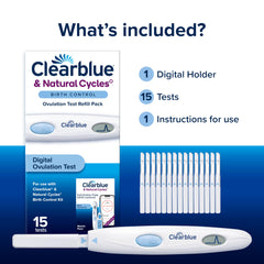 Comparación de tamaño Clearblue con monedas, muestra portabilidad