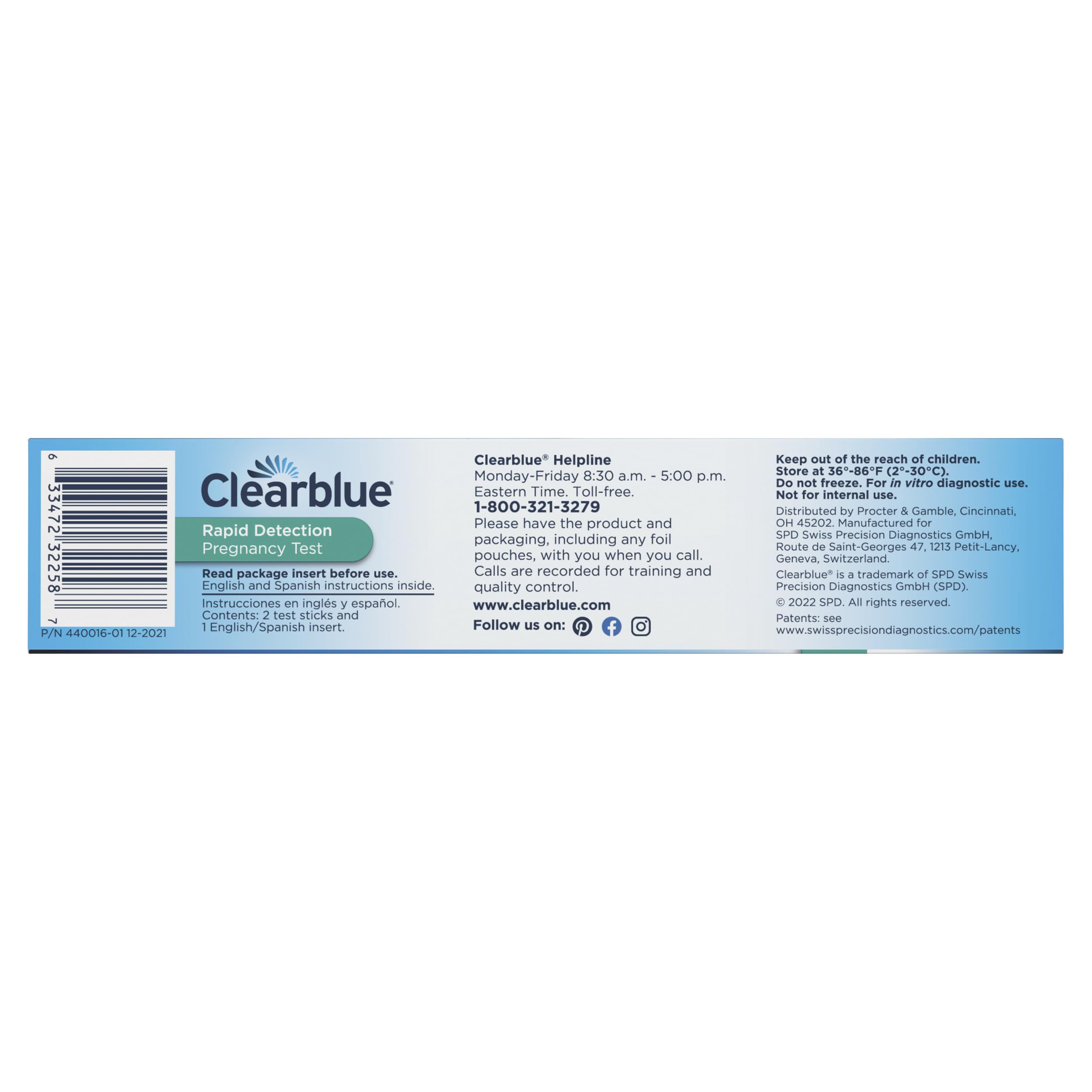 Clearblue sobres individuales de cada prueba para transporte seguro y discreto
