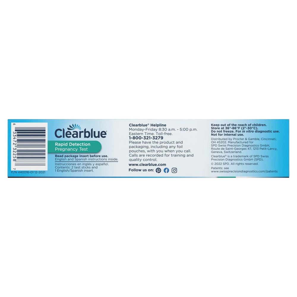 Clearblue sobres individuales de cada prueba para transporte seguro y discreto