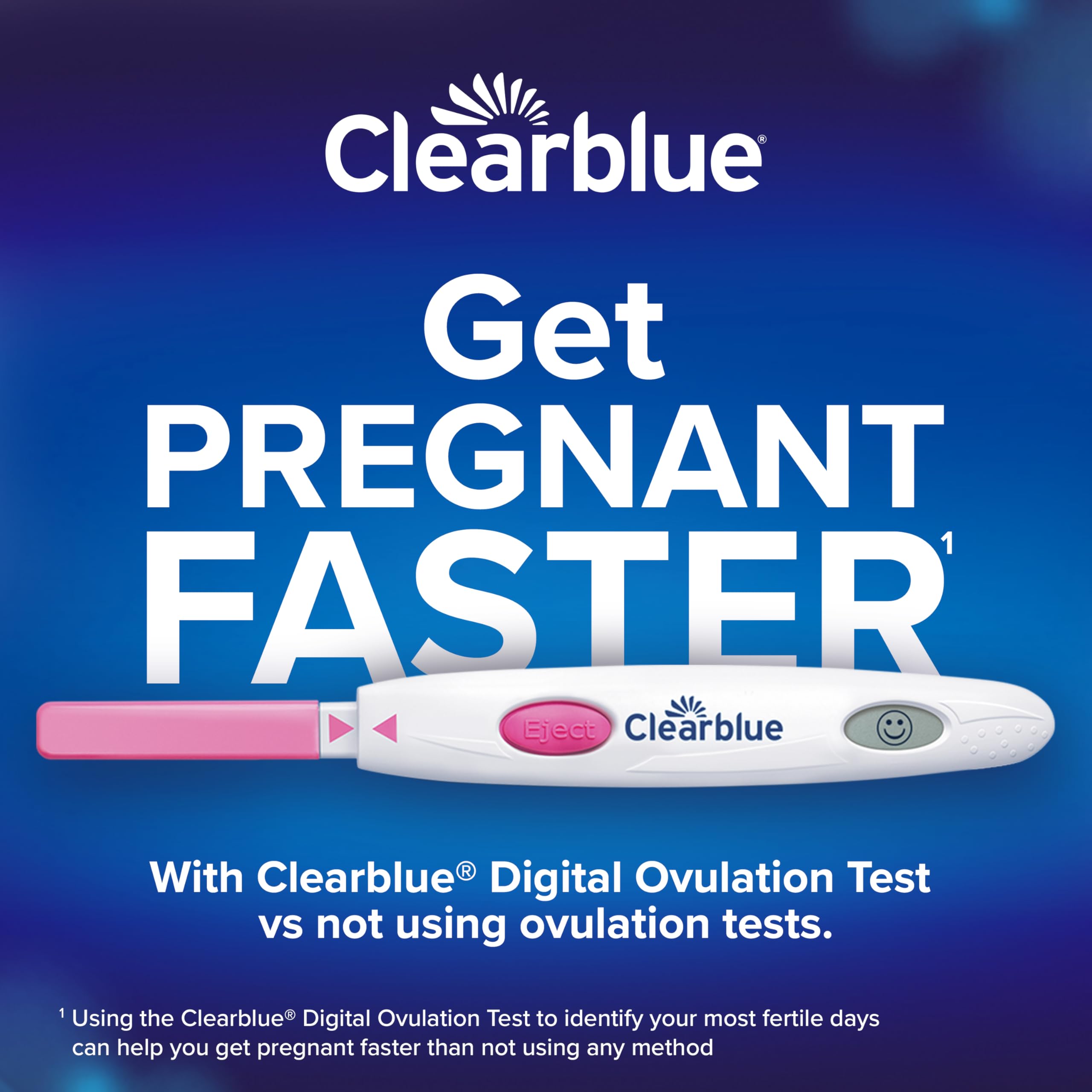 Clearblue lector con sonrisa digital indicando días de máxima fertilidad