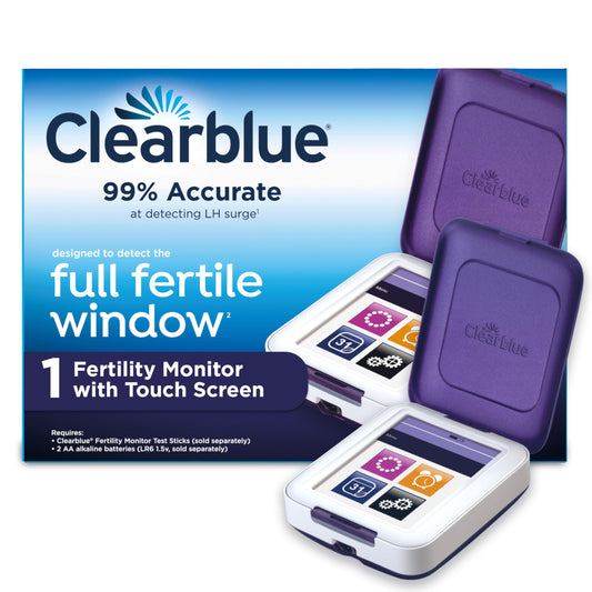 Clearblue monitor frontal mostrando estado de fertilidad y facilidad de uso
