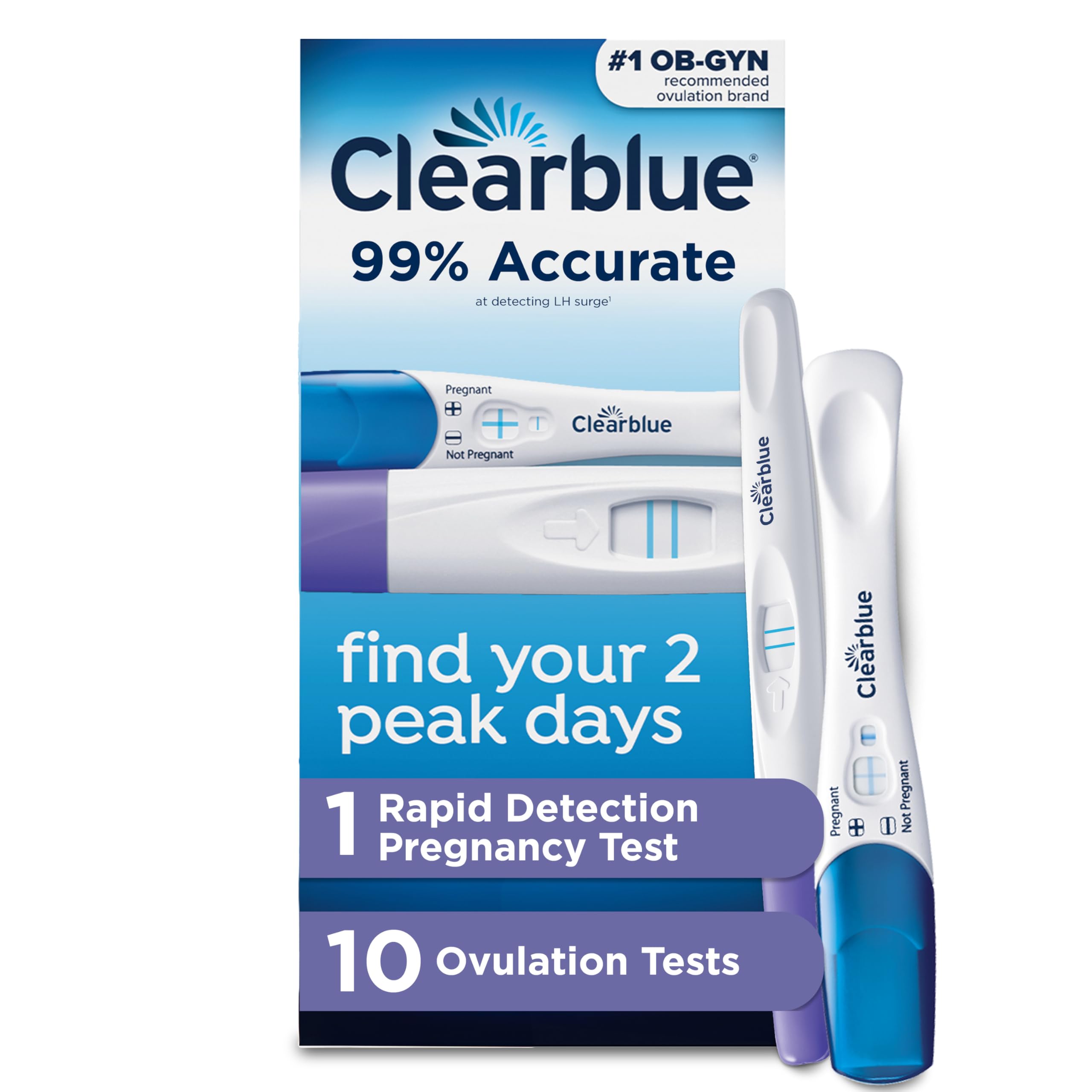 Clearblue empaque frontal mostrando el kit y claridad del contenido para compra informada
