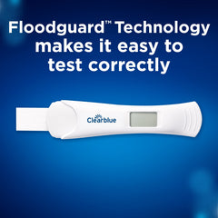 Clearblue prueba rápida con resultado "+" visible y confirmación rápida