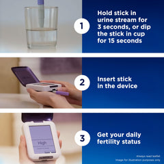 Clearblue tamaño en mano para comparar escala y portabilidad