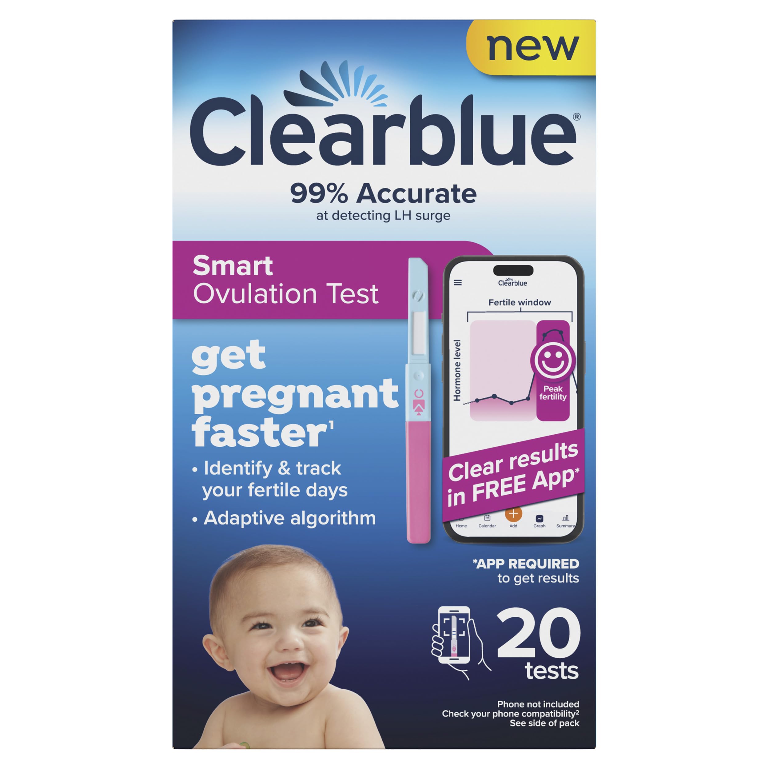 Close-up de punta absorbente de la tira Clearblue que facilita toma de orina precisa
