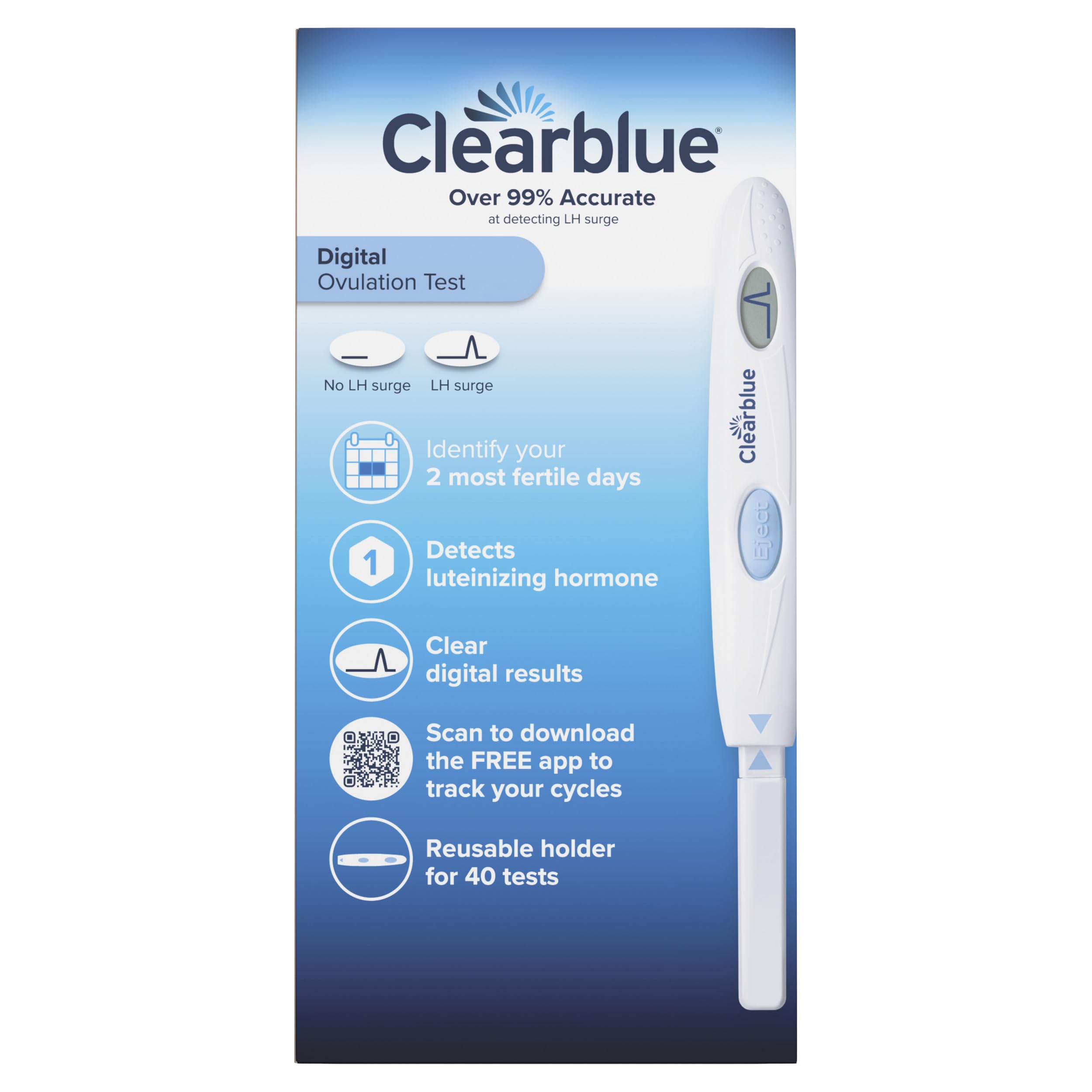 Clearblue tira de ovulación en envoltura individual para pruebas higiénicas