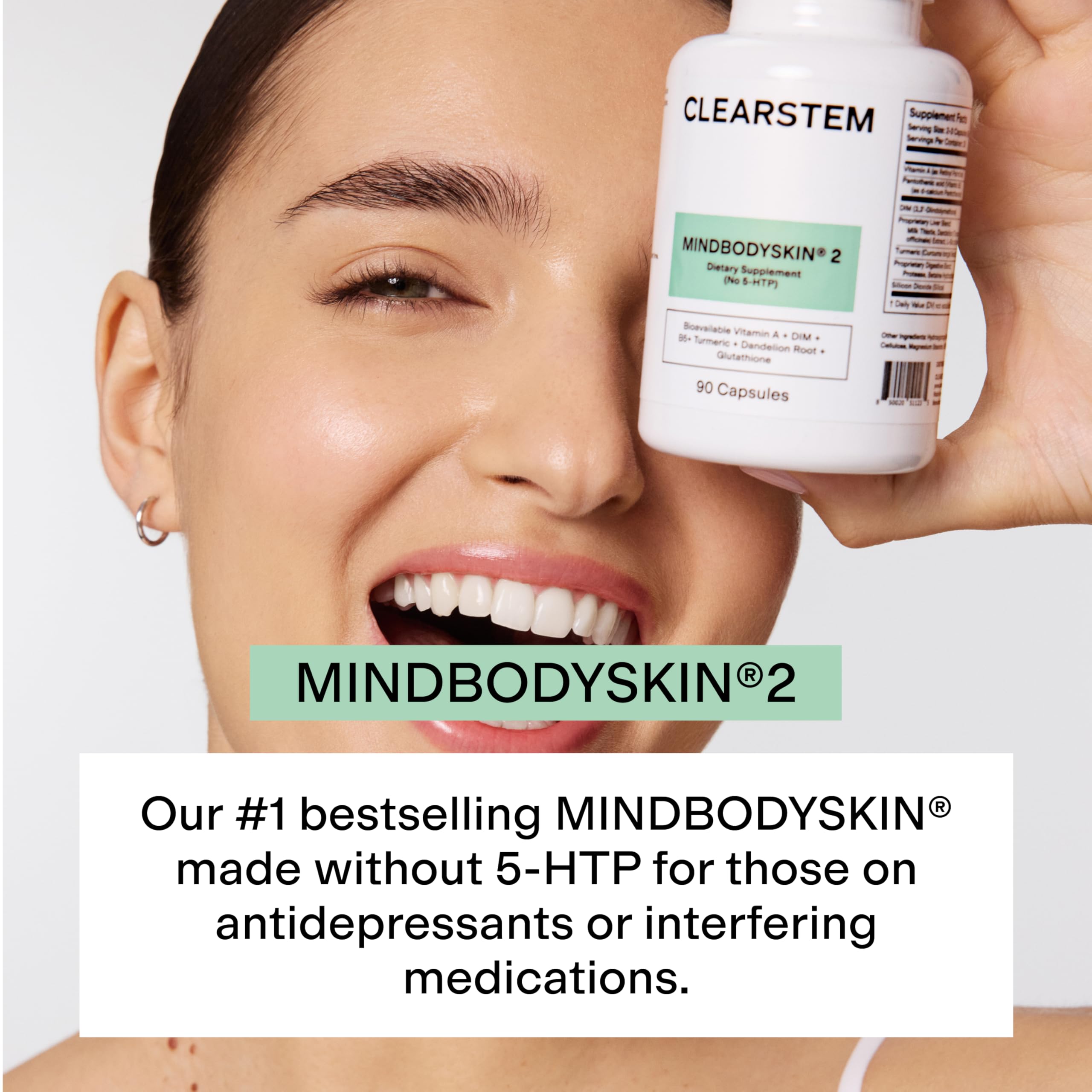 CLEARSTEM etiqueta en detalle con ingredientes clave y transparencia en la fórmula
