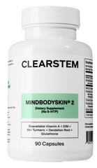 CLEARSTEM frasco frontal mostrando el envase y beneficio de equilibrio hormonal