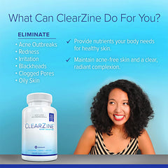 Frasco ClearZine 90 cápsulas junto a una regla para escala y confianza