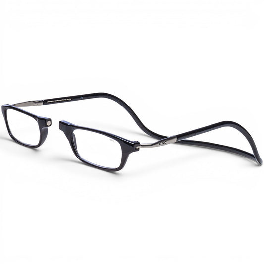 Gafas Clic vista frontal mostrando el cierre magnético y accesibilidad inmediata
