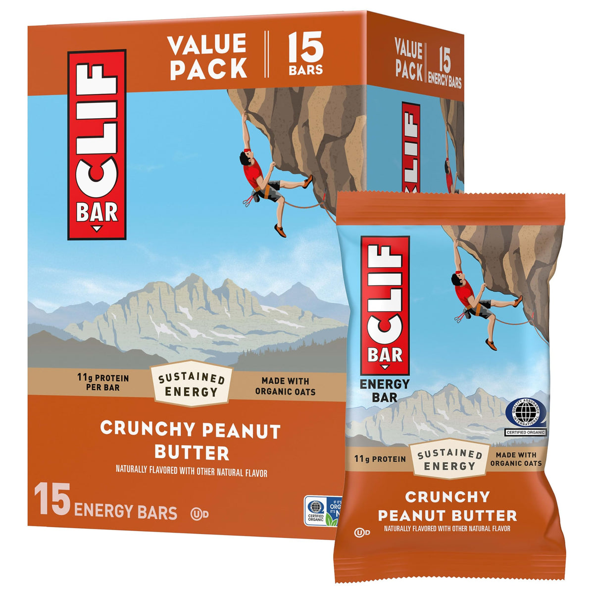 CLIF Bar vista frontal del paquete que facilita transporte y energía
