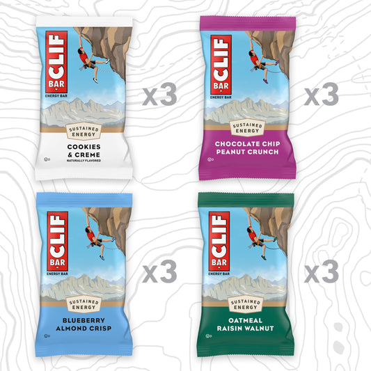 CLIF Bar primer plano de textura con trozos, aporta energía sostenida