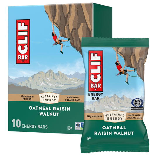 CLIF Bar vista frontal del empaque mostrando sabor y beneficios