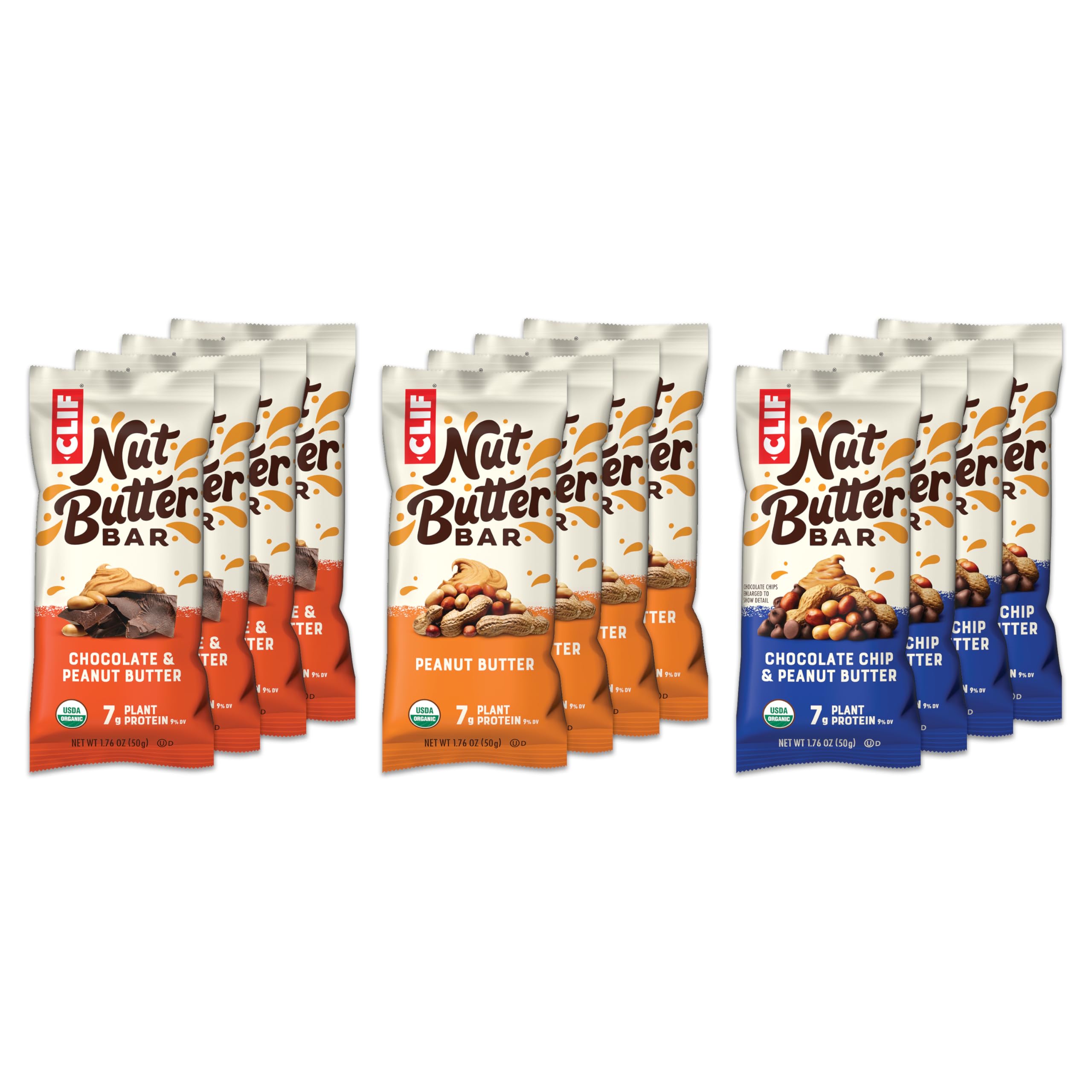 CLIF Bar frente del paquete mostrando variedad y conveniencia