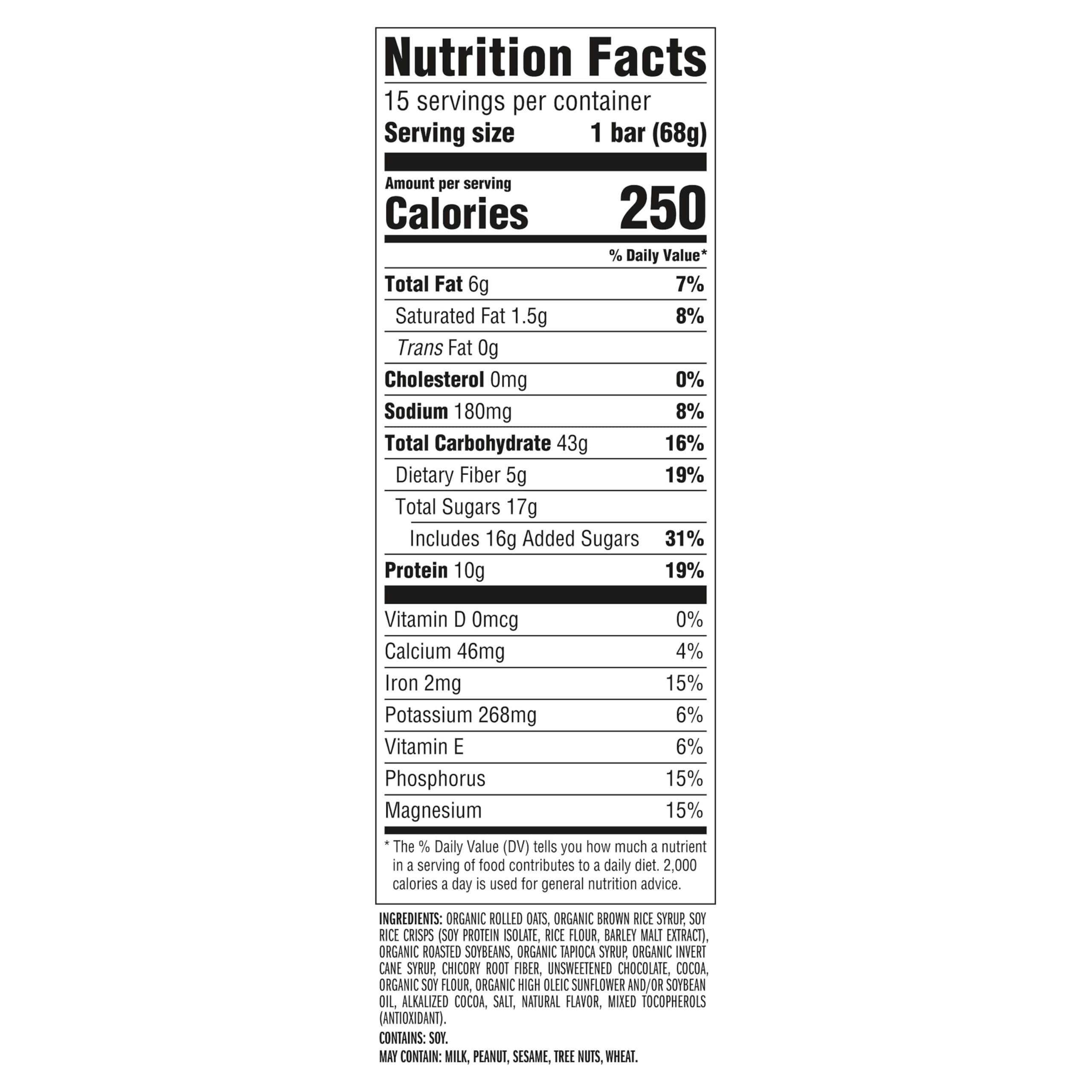 CLIF Bar avena orgánica como ingrediente saludable visible