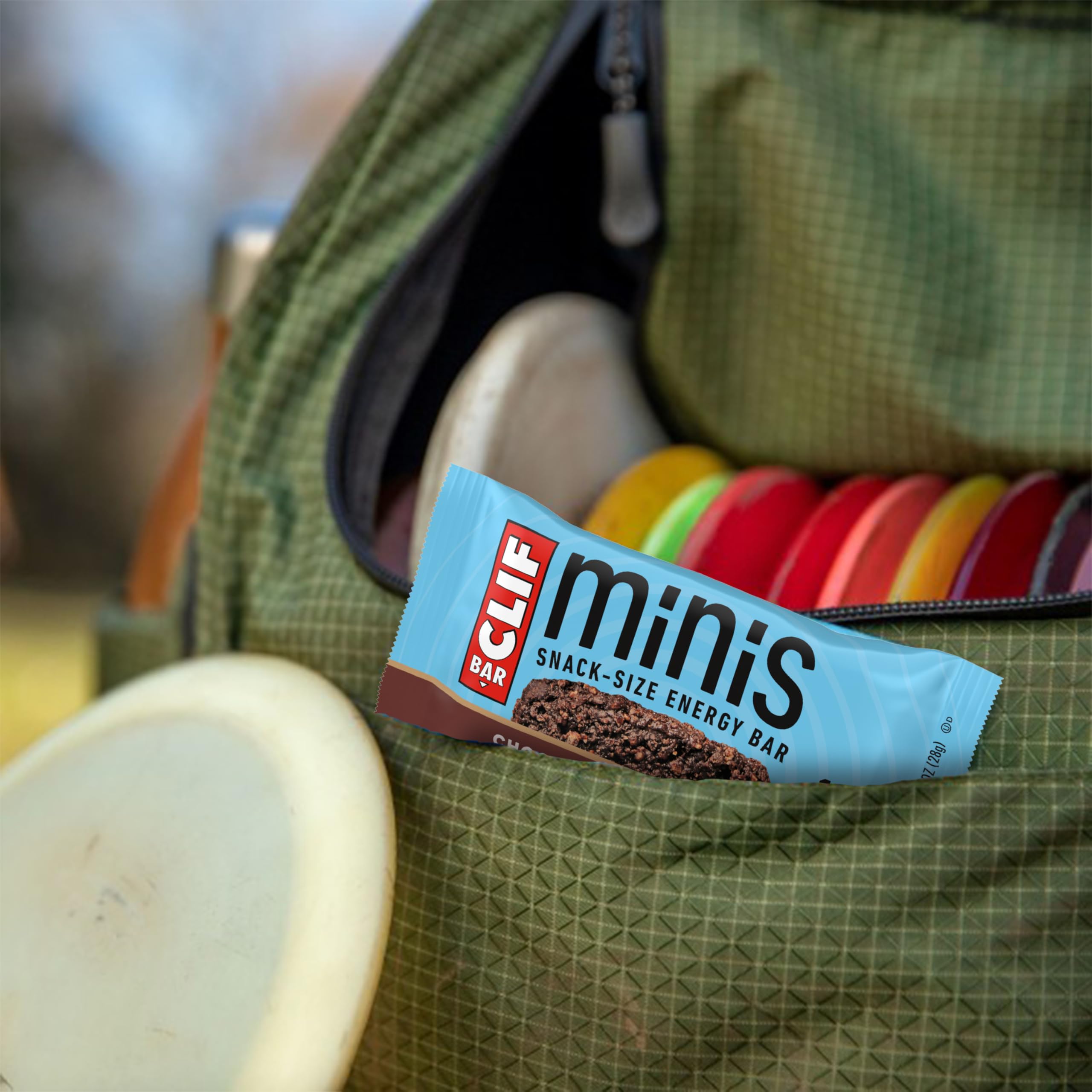 CLIF Bar mini en mochila deportiva listo para ejercicio breve
